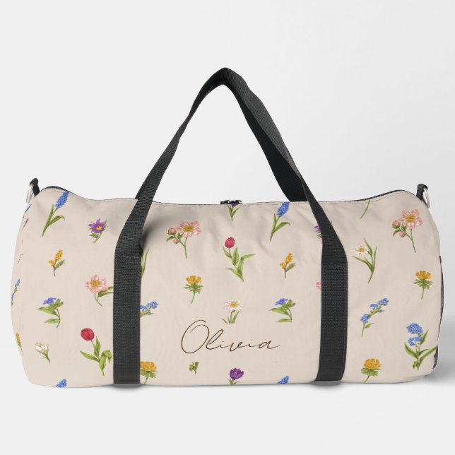 Bolso De Deporte Grande Arcoiris floral de Boho (Anverso)