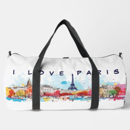 Bolso De Deporte Grande Arte acuarela Amo París Torre Eiffel Viaje