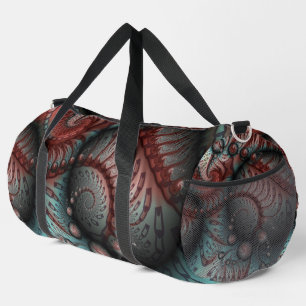 Bolso De Deporte Grande Arte fractal de fantasía vívida abstracta marrón a