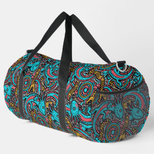 Bolso De Deporte Grande Azteca Axolotl Xolotl Patrón Tribal mitología boho
