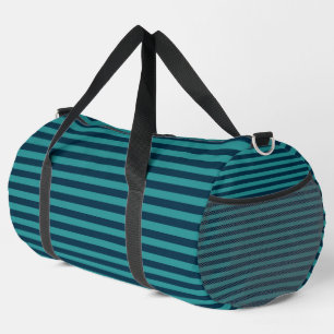 Bolso De Deporte Grande Azul Prusiano y Rayas de Verde Azulado
