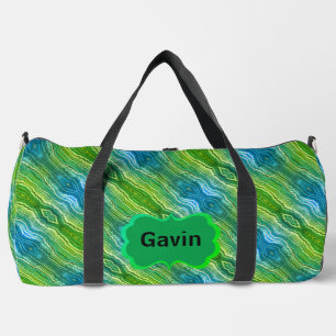 Bolso De Deporte Grande Azul Verde Amarillo Zigzag