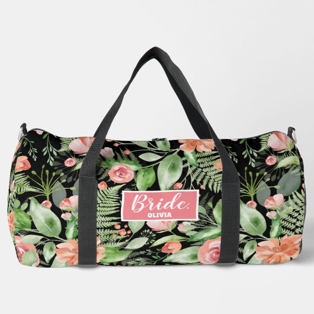 Bolso De Deporte Grande Bachelorette Floral Personalizada Bride (Anverso)
