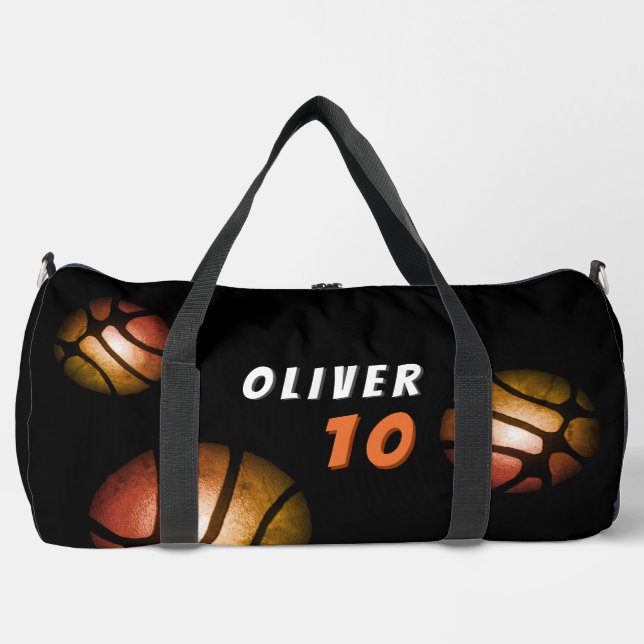 Bolso De Deporte Grande Ball de baloncesto nombre del jugador metálico núm (Anverso)
