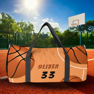 Bolso De Deporte Grande Baloncesto Ball Fun Deportista Nombre Número