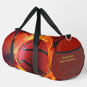 Bolso De Deporte Grande Baloncesto de floración de nombre personalizado
