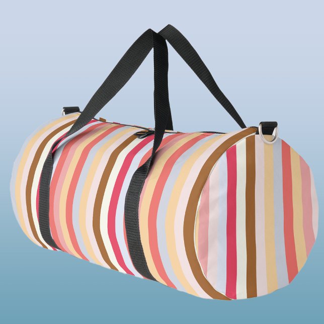 Bolso De Deporte Grande Banda de caramelos Pastel moderna (Modern fun pastel awning stripe pattern duffel bag)