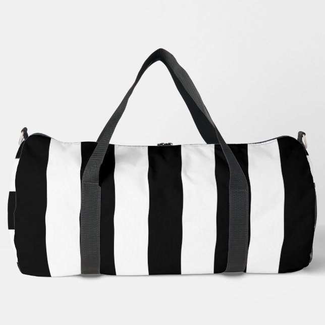 Bolso De Deporte Grande Bandas en blanco y negro, patrón a rayas, líneas (Anverso)