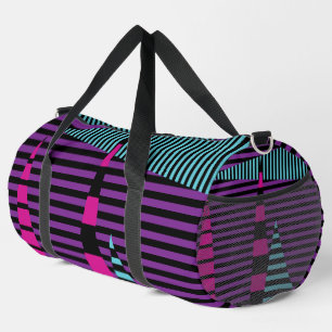 Bolso De Deporte Grande Bandas en franjas: rosa, púrpura, azul y negro