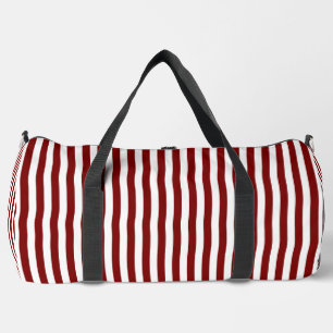 Bolso De Deporte Grande Bandas rojas profundas en blanco Elegante y func