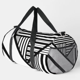 Bolso De Deporte Grande Bandas triangulares en blanco y negro