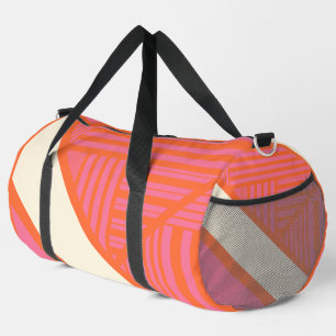 Bolso De Deporte Grande Bandas triangulares en rosa, Naranja y crema