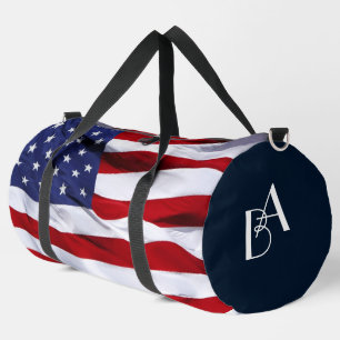 Bolso De Deporte Grande Bandera Americana Iniciales Personales Rojas Blanc