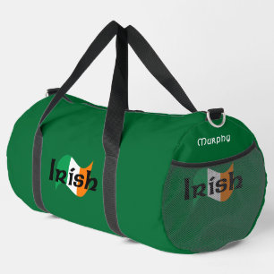 Bolso De Deporte Grande Bandera irlandesa con fuente celta personalizada g