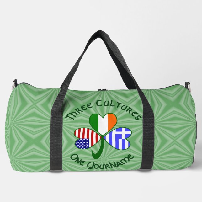 Bolso De Deporte Grande Banderas irlandesas griegas de EE.UU. Shamrock per (Anverso)