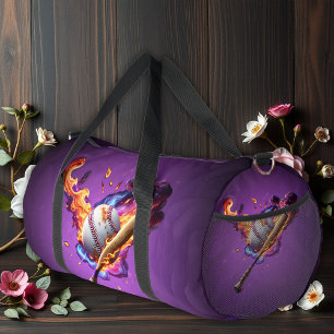 Bolso De Deporte Grande Béisbol en llamas.