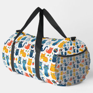 Bolso De Deporte Grande Bellos gatos kawaii, jugando con juguetes blanco b