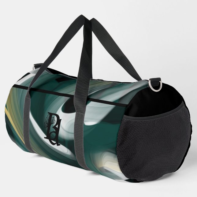 Bolso De Deporte Grande Black Large Gym Duffel Bag Trend Resumen Verde (Esquina derecha)