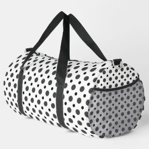 Bolso De Deporte Grande Blanco con lunares grises y negros