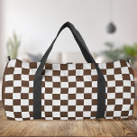Bolso De Deporte Grande Blanco marrón al descubierto<br><div class="desc">Bolsa de doble patrón cuadrado de cuadros marrón y blanco</div>