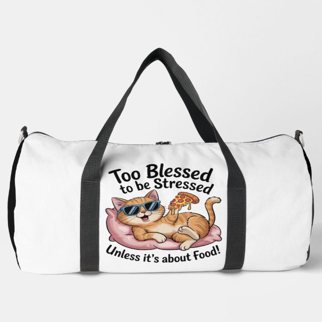 Bolso De Deporte Grande Blessed Cat Pizza No Stress (Anverso)