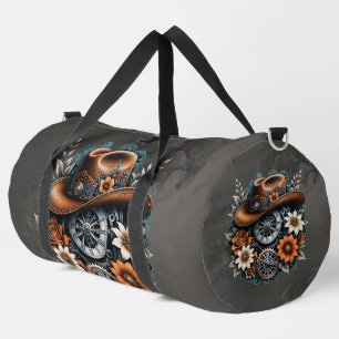 Bolso De Deporte Grande Blooming Gears: Estilo de vaquero Steampunk.