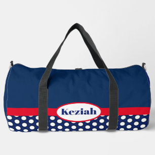 Bolso De Deporte Grande Bloque de color azul marino y lunares