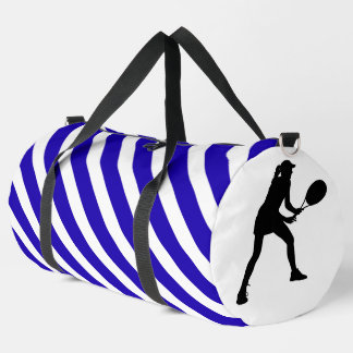 Bolso De Deporte Grande Blue And White Striped Tennis Player Girl
