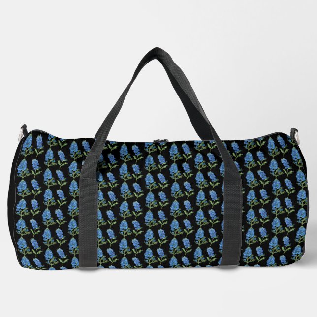Bolso De Deporte Grande Bluebonnets Texas Flores negras (Anverso)
