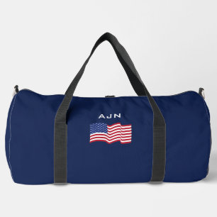Bolso De Deporte Grande Bolso de viaje grande con bandera americana monogr