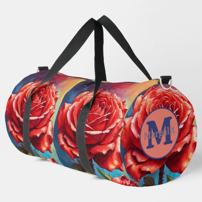 Bolso De Deporte Grande Bolso grande de duffel de rosas rosadas rojas (Esquina izquierda)