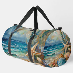 Bolso De Deporte Grande Bolso grande de lona náutica acuarela de playa
