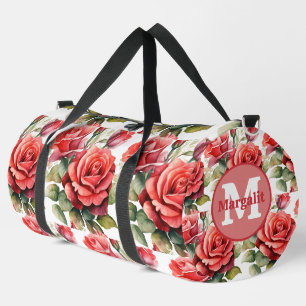 Bolso De Deporte Grande Bolso grande de viaje con patrón de rosas rojas el