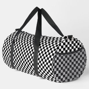 Bolso De Deporte Grande Borde negro y blanco de verificación