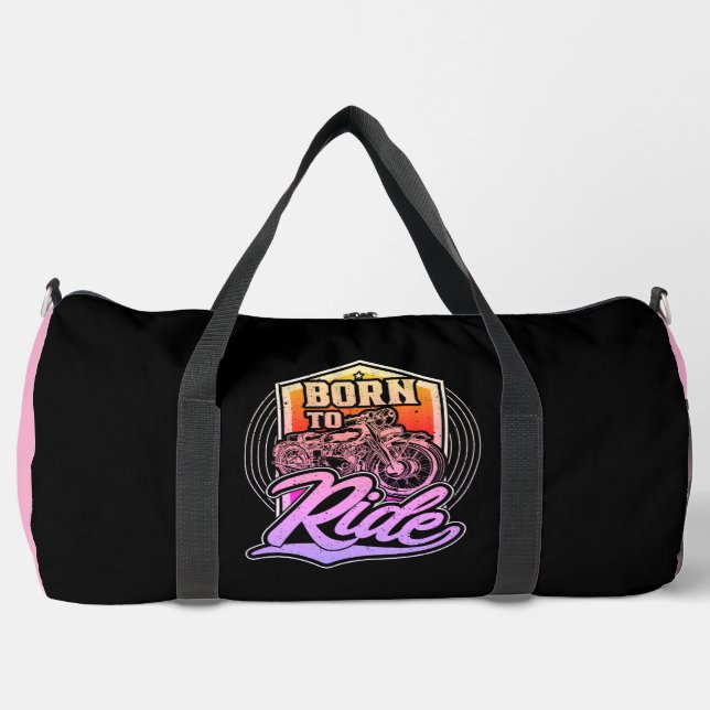 Bolso De Deporte Grande Born To Ride Motorcycle  (Anverso)