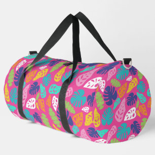 Bolso De Deporte Grande Brillante Colorido Patrón de hojas tropicales de v