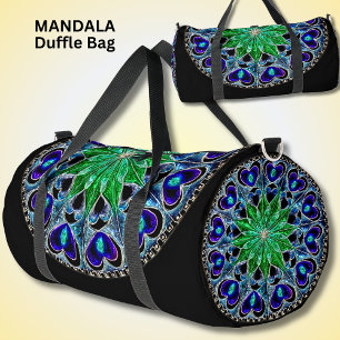 Bolso De Deporte Grande Brillantes colores Mandala Corazones azules verdes