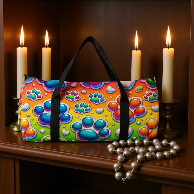 Bolso De Deporte Grande Bubble Paw Print Rainbow Travel  (Subido por el creador)