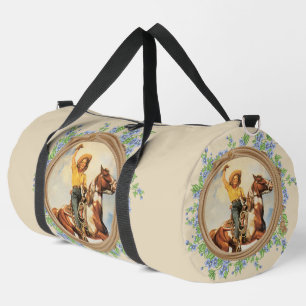 Bolso De Deporte Grande Caballo Vintage De Vaquera Occidental Con Flores D