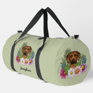 Bolso De Deporte Grande Cabeza de Rhodesian Ridgeback Flores Coloridas Ver