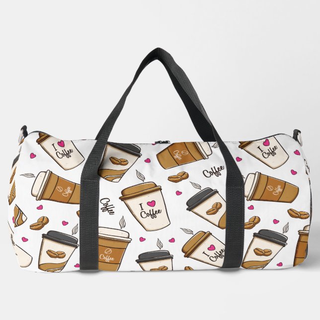 Bolso De Deporte Grande Cafés, Frijoles, Amante del Café, Corazones (Anverso)