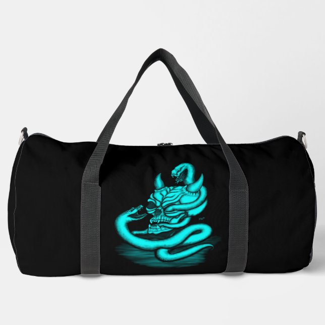 Bolso De Deporte Grande Calavera - Cabeza malvada con serpiente (Anverso)