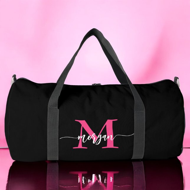 Bolso De Deporte Grande Caliente rosa Negro Nombre de Monograma Chica Scri (Subido por el creador)