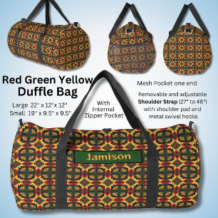 Bolso De Deporte Grande Cambiar nombre, cuadrado negro rojo verde amarillo