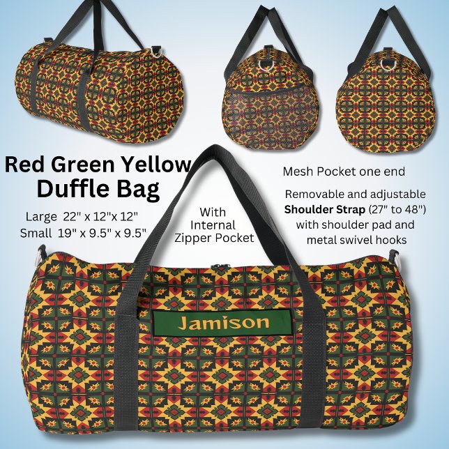 Bolso De Deporte Grande Cambiar nombre, cuadrado negro rojo verde amarillo (Subido por el creador)