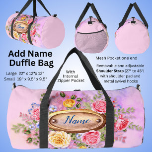 Bolso De Deporte Grande Cambiar nombre, floral rosa