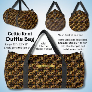 Bolso De Deporte Grande Cambiar nombre, nudo celta negro dorado