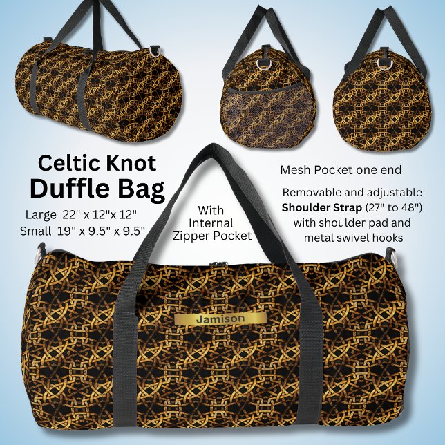 Bolso De Deporte Grande Cambiar nombre, nudo celta negro dorado (Subido por el creador)