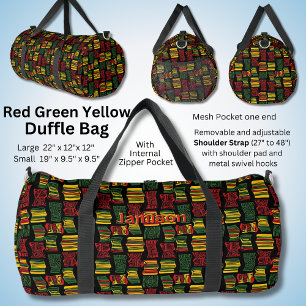 Bolso De Deporte Grande Cambiar nombre, rojo verde amarillo negro