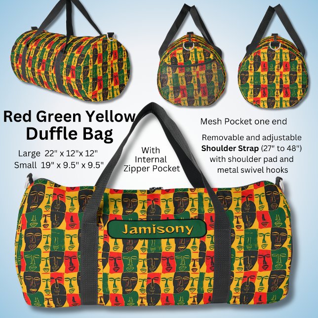 Bolso De Deporte Grande Cambiar nombre, Rojo verde amarillo negro caras (Subido por el creador)